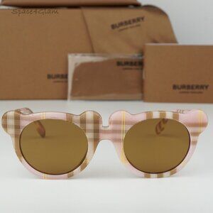 Burberry Boys Sunglasses Check Pink Bronze Round JB4355 KIDS 397273 BRAND NEW